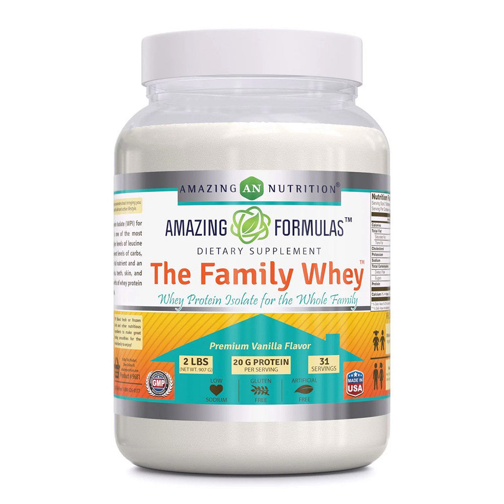 Amazing Nutrition Formulas The Family Whey Protein Powder, Vanilla Flavor, 2 Lb